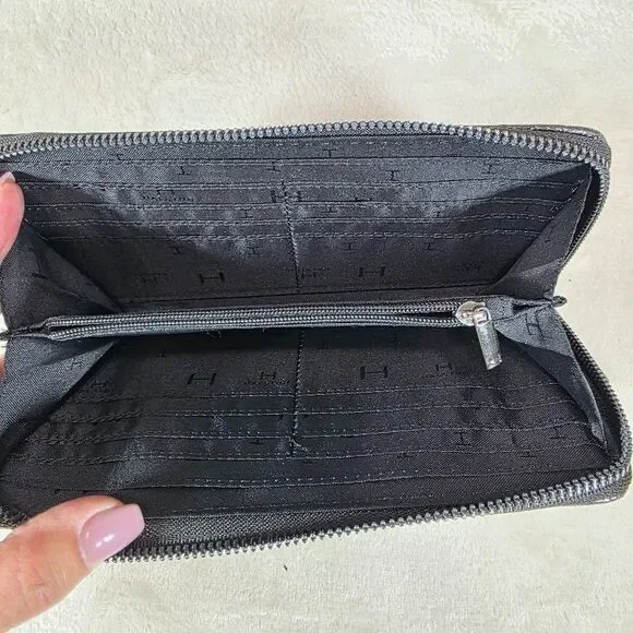 Halston Zip Around Wristlet Wallet Metallic Grey/Brown Zip Change/CC Pocket READ - Picture 4 of 7